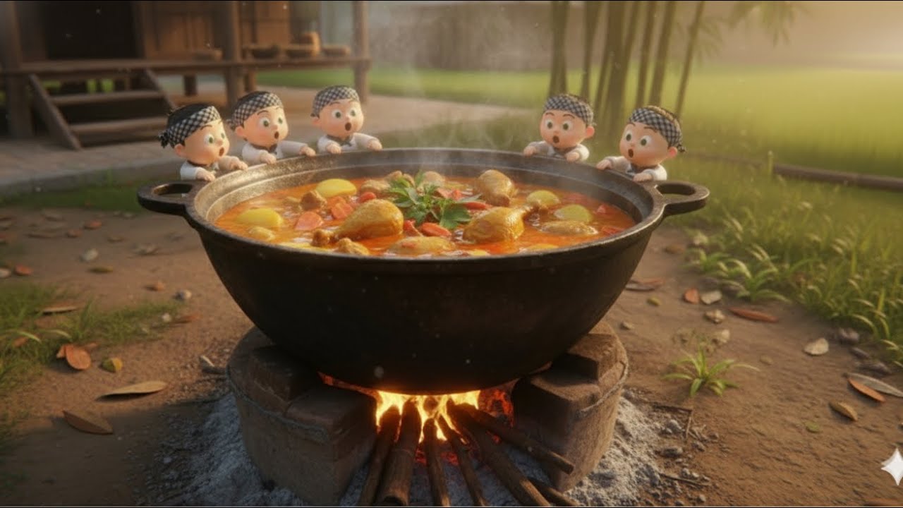 Tiny Chefs Cook Vietnamese Duck Curry | Real Village Cooking 5D