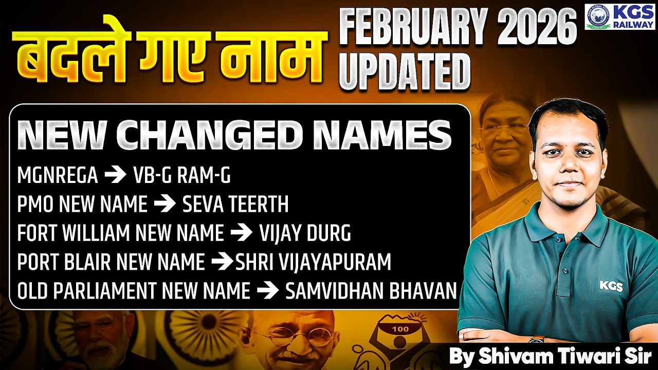 New Changed Names 2025 Current Affairs | February 2026 Current Affairs by Shivam Tiwari Sir