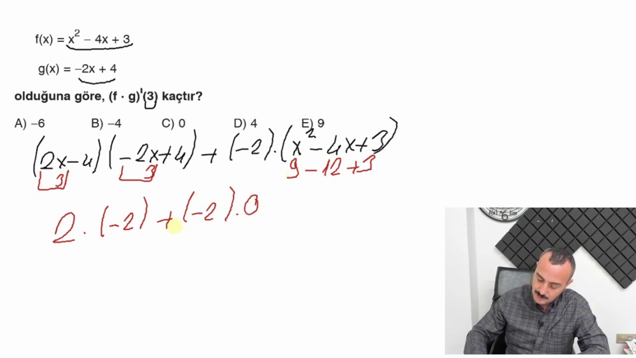 TÜREV TEST 4 ALTIN KİTAP ÇÖZÜMLERİ (MİRAY YAYINLARI AYT MATEMATİK SORU BANK)