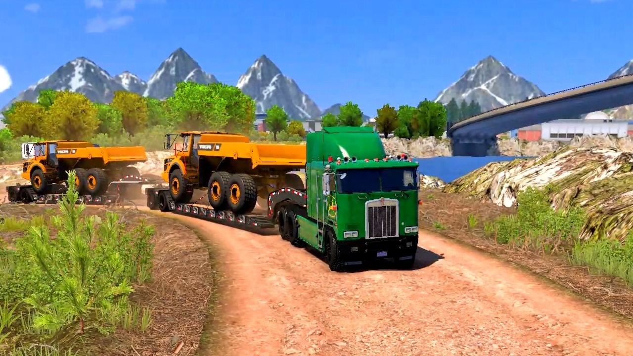 Truck: K100E. Trailer: Doble Lowboy. Carga: Volquetas - ATS 2026 03 03 23 45 32