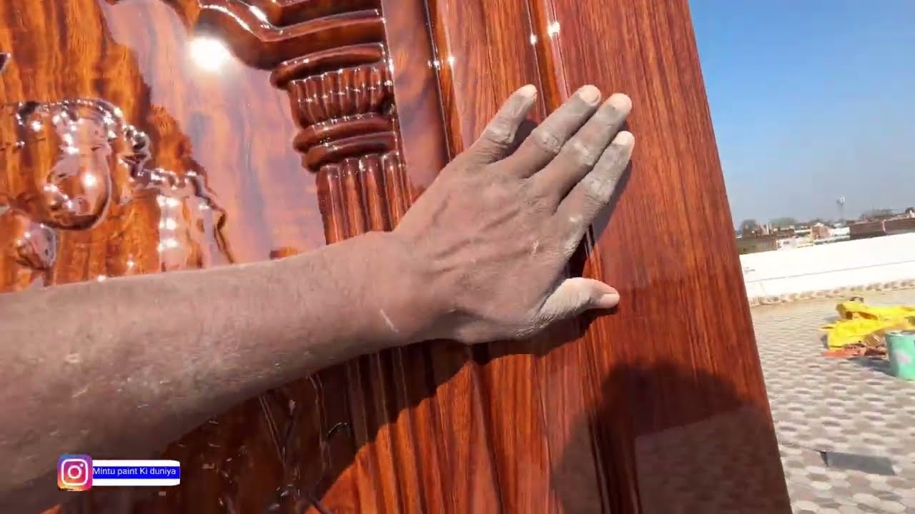 how to pu polish sheesham wood exterior best pu cnc door krishna and radha #mintuluxurywoodpolish