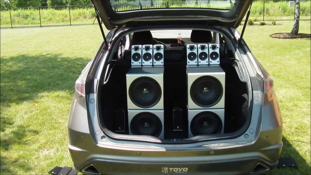 4x Logitech z-2300 Honda Civic Bass Demo