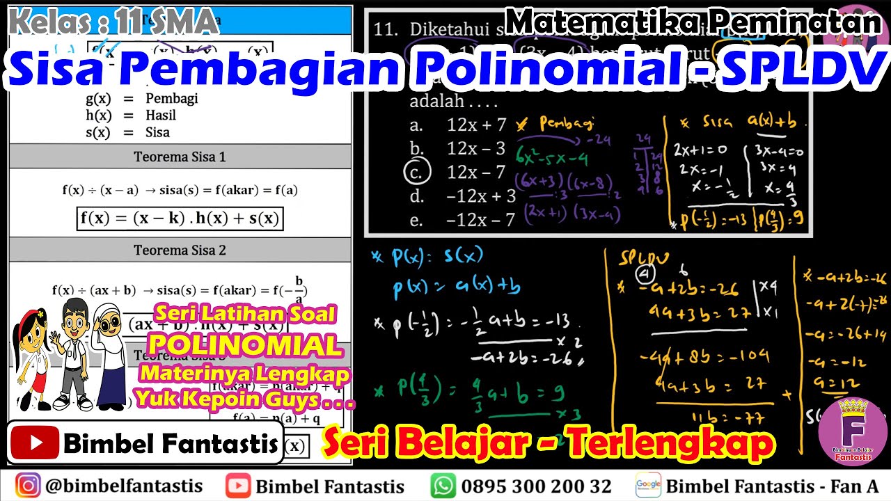 Sisa Pembagian Polinomial - SPLDV || Seri Belajar || No 11 || 2022/K11/S2/MP/B1/UK4 | Mtk Peminatan