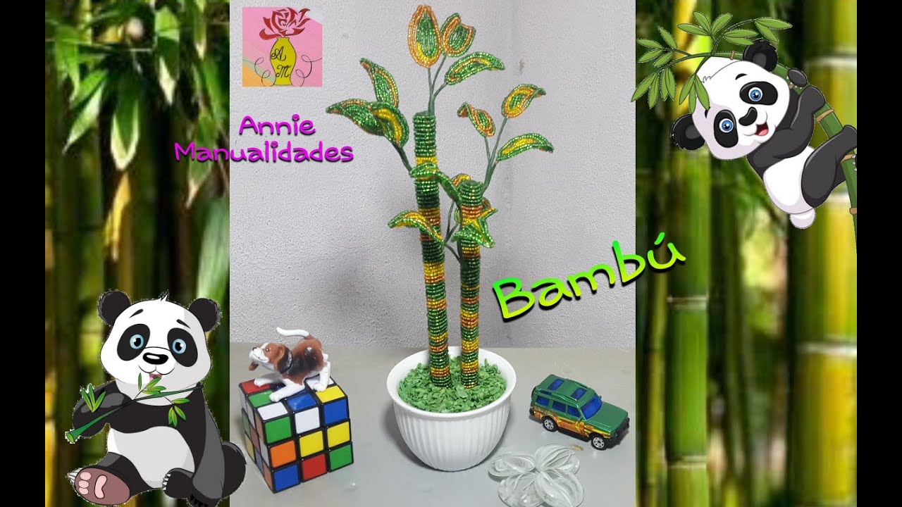 Tutorial: Como hacer un hermoso Bambú 🌿 hecho de chaquira y alambre # 55