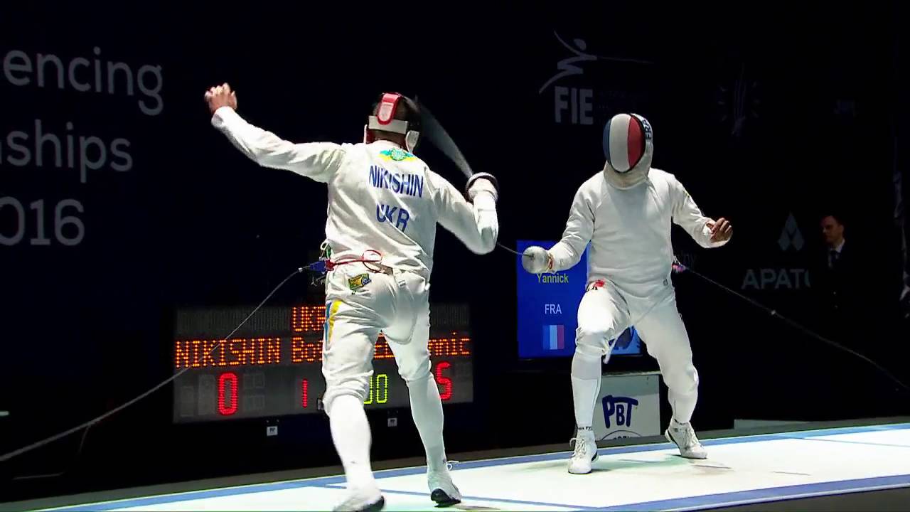 FE M E Individual Torun ECH 2016 Semifinal 01 podium NIKISHIN UKR vs BOREL FRA