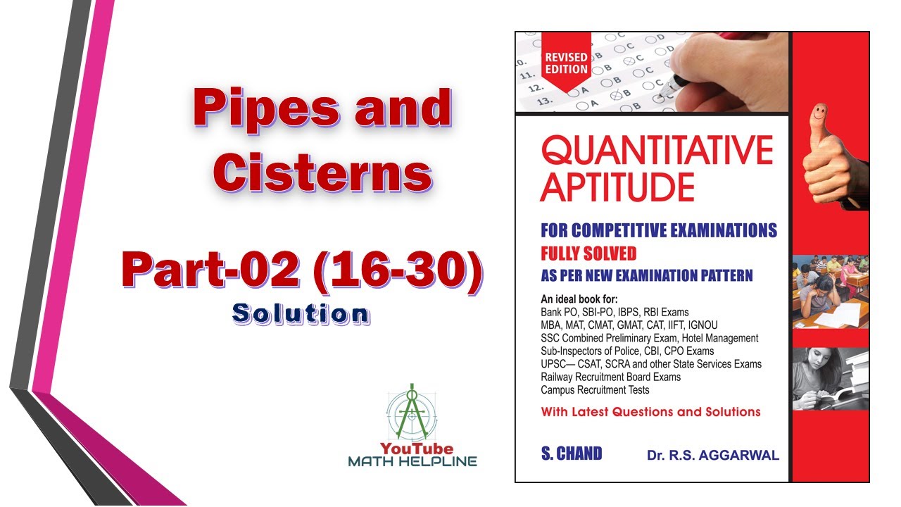 Pipes and Cisterns  Part-02 (16-30)  -Dr. R.S. Aggarwal