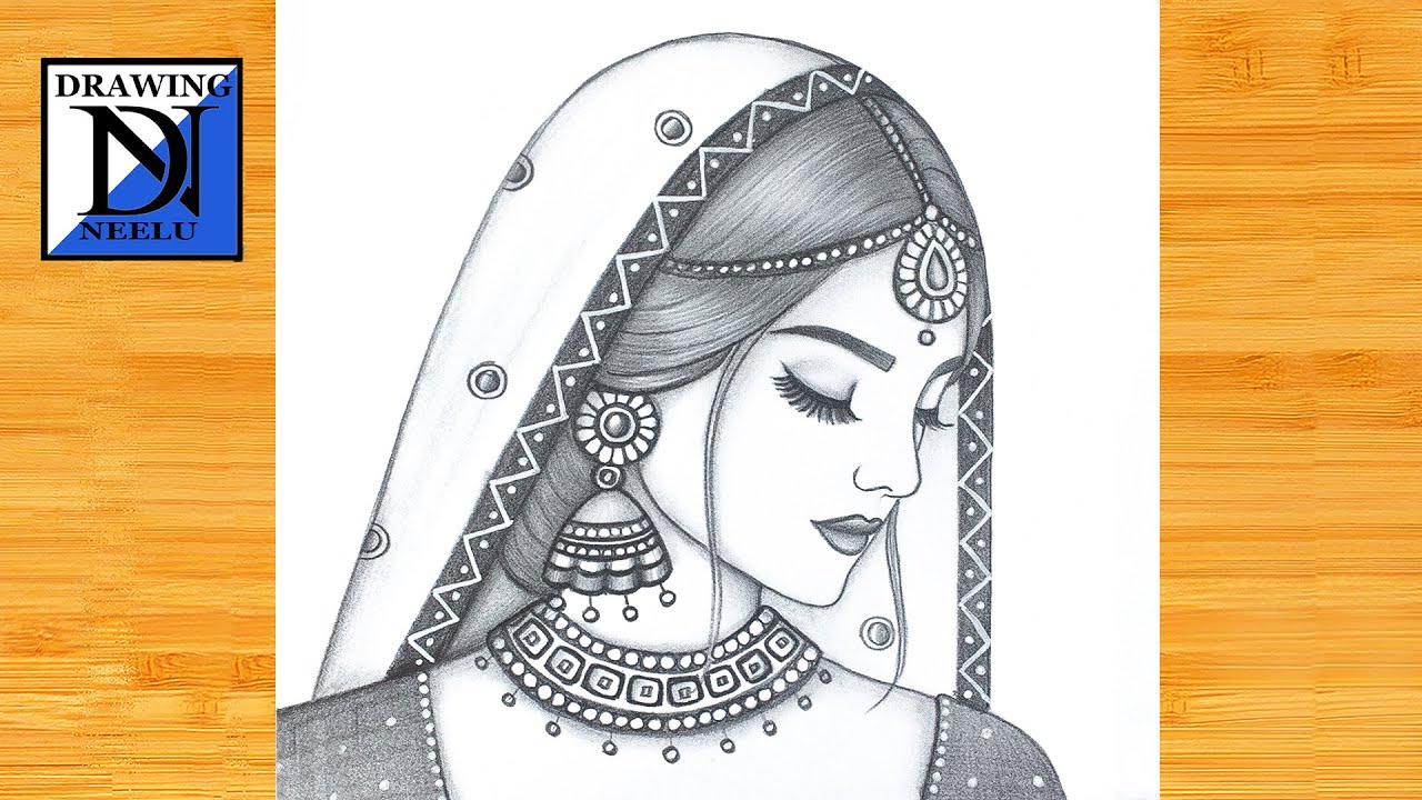How to draw a Indian Traditional woman || Pencil sketch tutorial || Girl drawing || Drawing tutorial