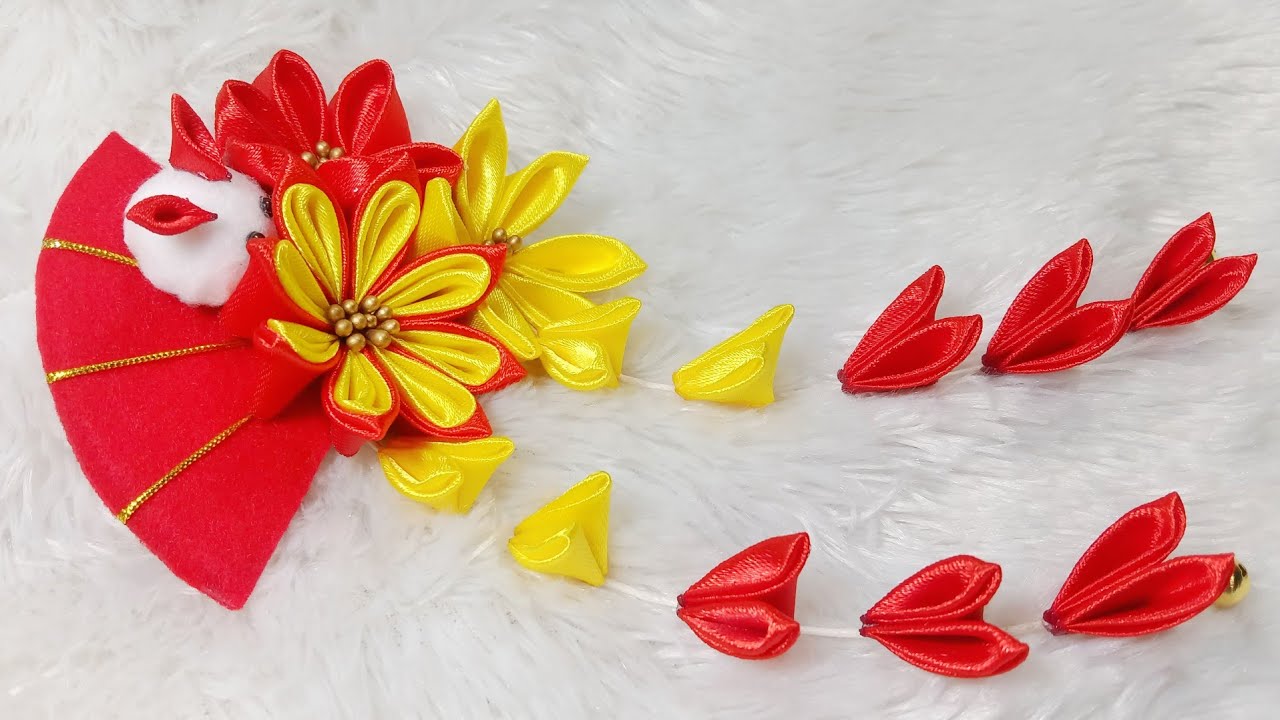 DIY Kanzashi Hair Clip Accessories for Chinese New Year