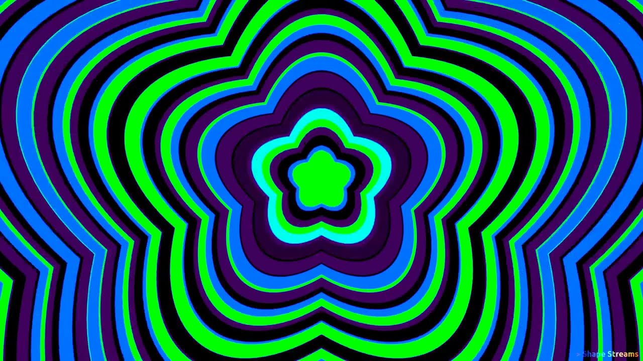 Symmetry in Motion: Shape Streams Floral Tunnel, Green blue Purple Colors, Flower Tunnel Background