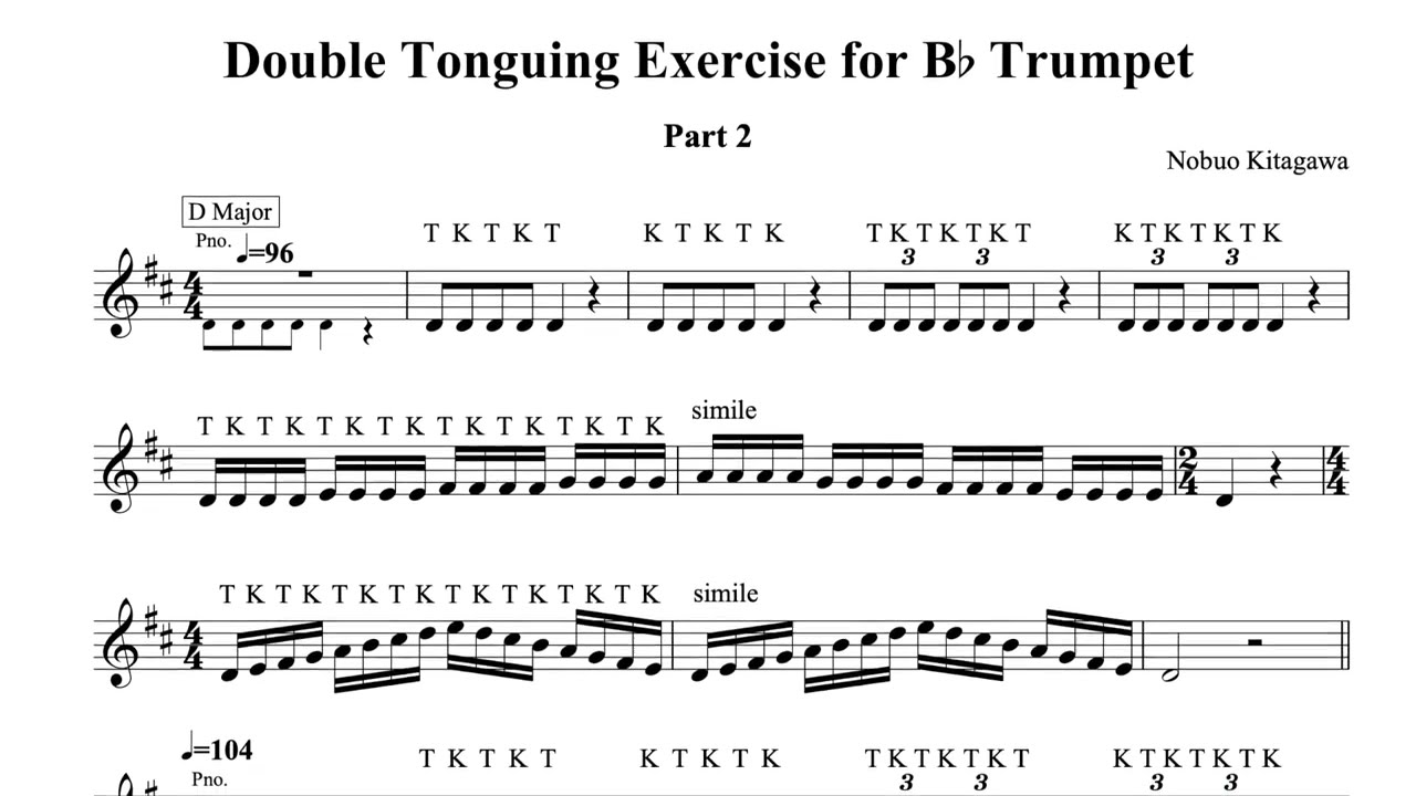 Double Tonguing Exercise For Trumpet-Part 2　トランペットの為のダブルタンギング練習曲 Part 2