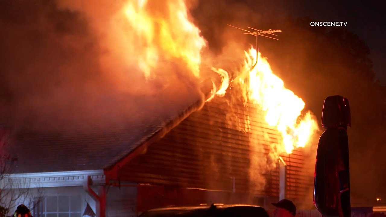 Firefighters Battle House Fire in Houston