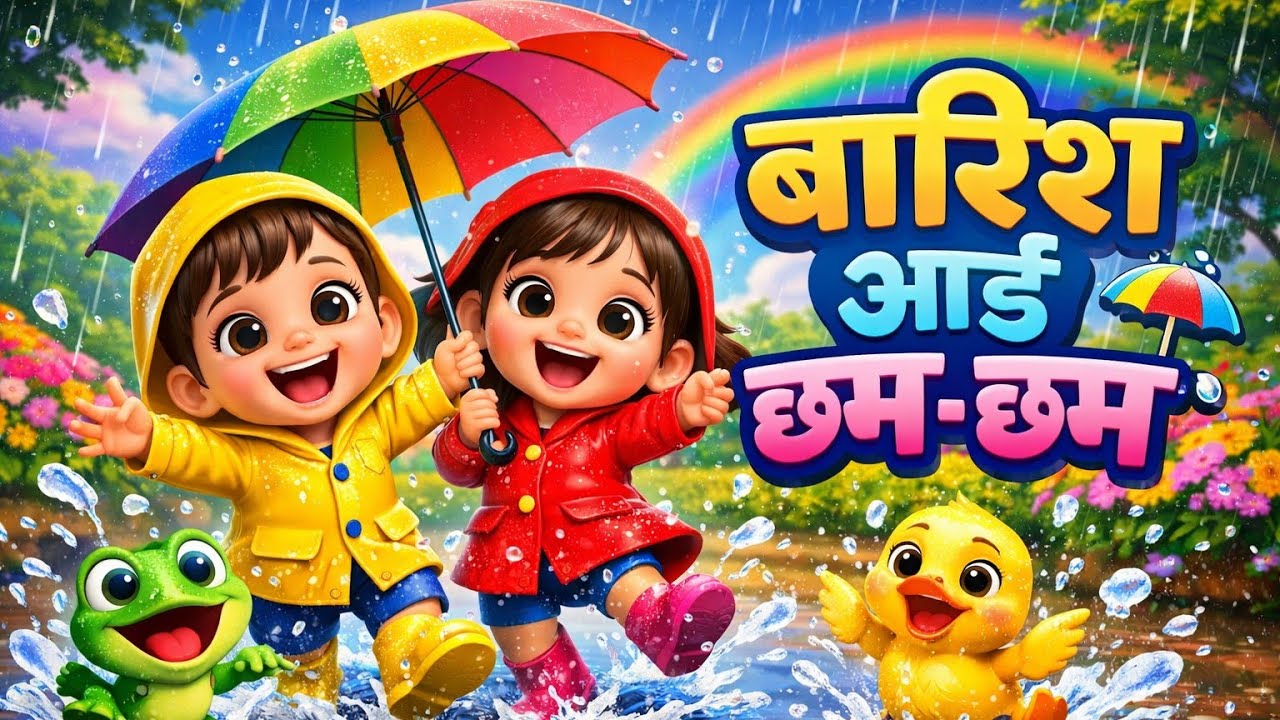 बारिश आई छम-छम ☔ | Hindi Nursery Rhymes | Kids Rain Song | Bacchon Ke Gane