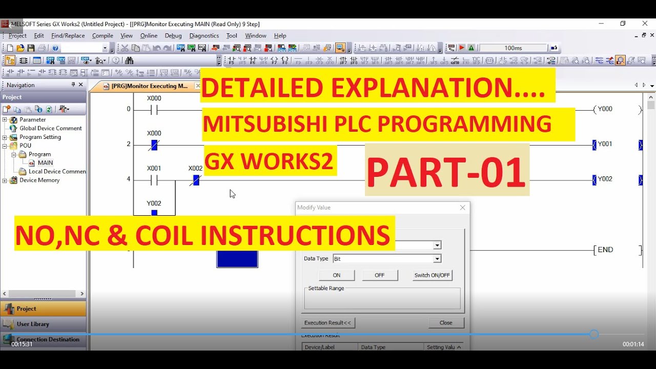 NO,NC and OUTPUT COIL in GX WORKS2 Programming Software PART-1 #MITSUBISHI #PLC