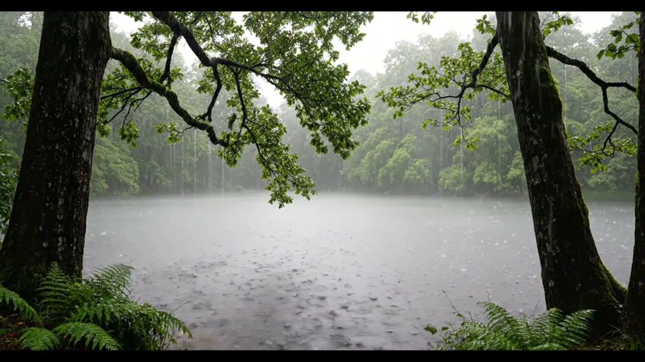 Peaceful Rain at the Forest Lake for Sleep, Relaxation & Focus | 5 Hours | No Music