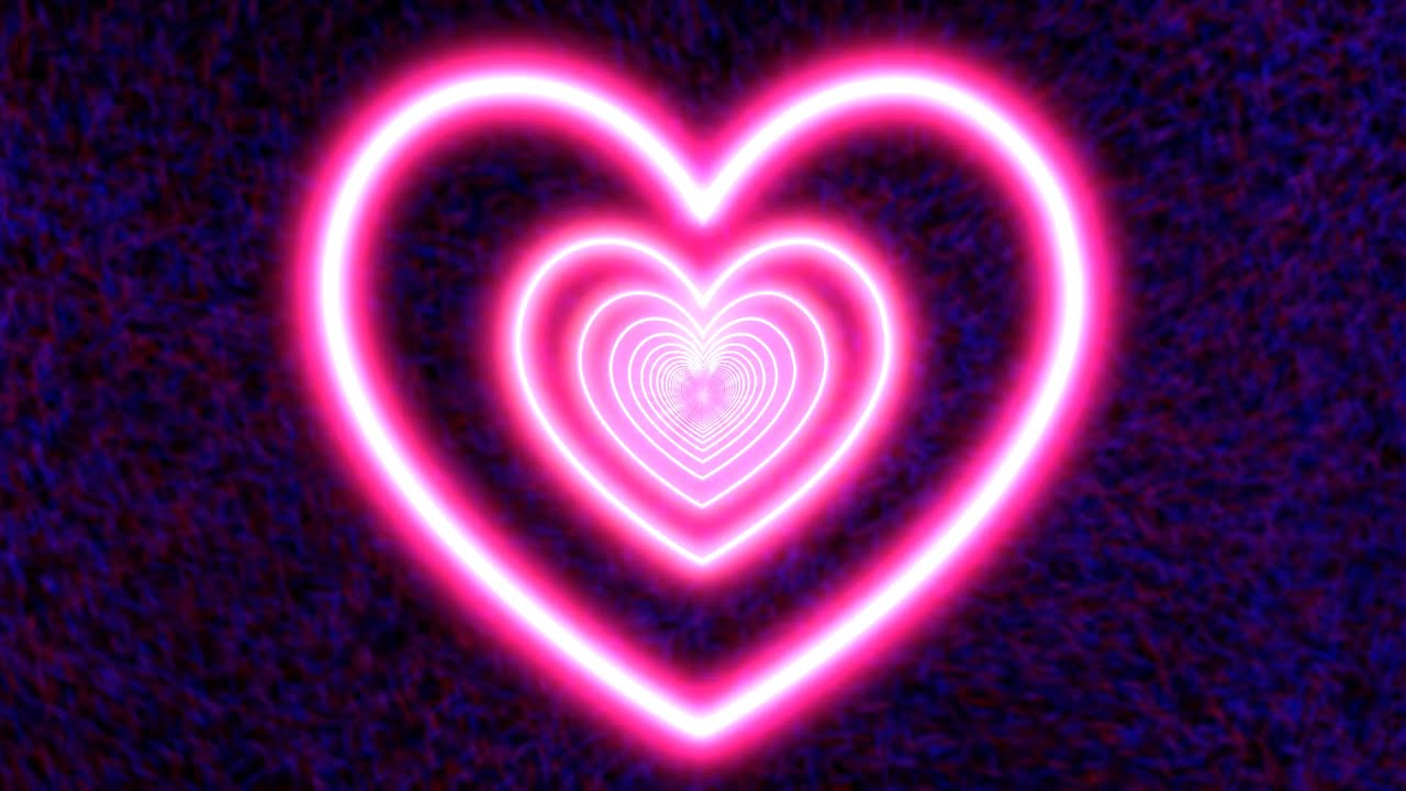 Romantic Neon Pink&nbsp;Heart Background 💖  Lights Love Pink Heart Tunnel Background