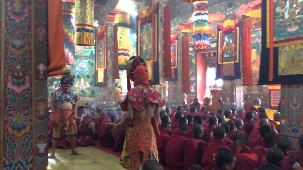 Monks Mask Dance in Rinchenling Shedra (Buddhist institute)