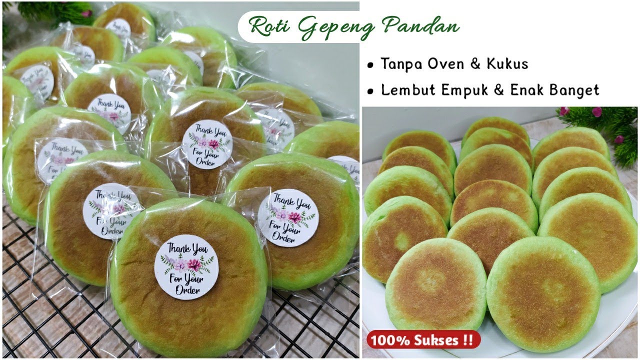 RESEP ROTI GEPENG PANDAN || Tanpa Oven Tanpa Kukus_Lembut Empuk Enak Banget_100% Sukses Untuk Pemula
