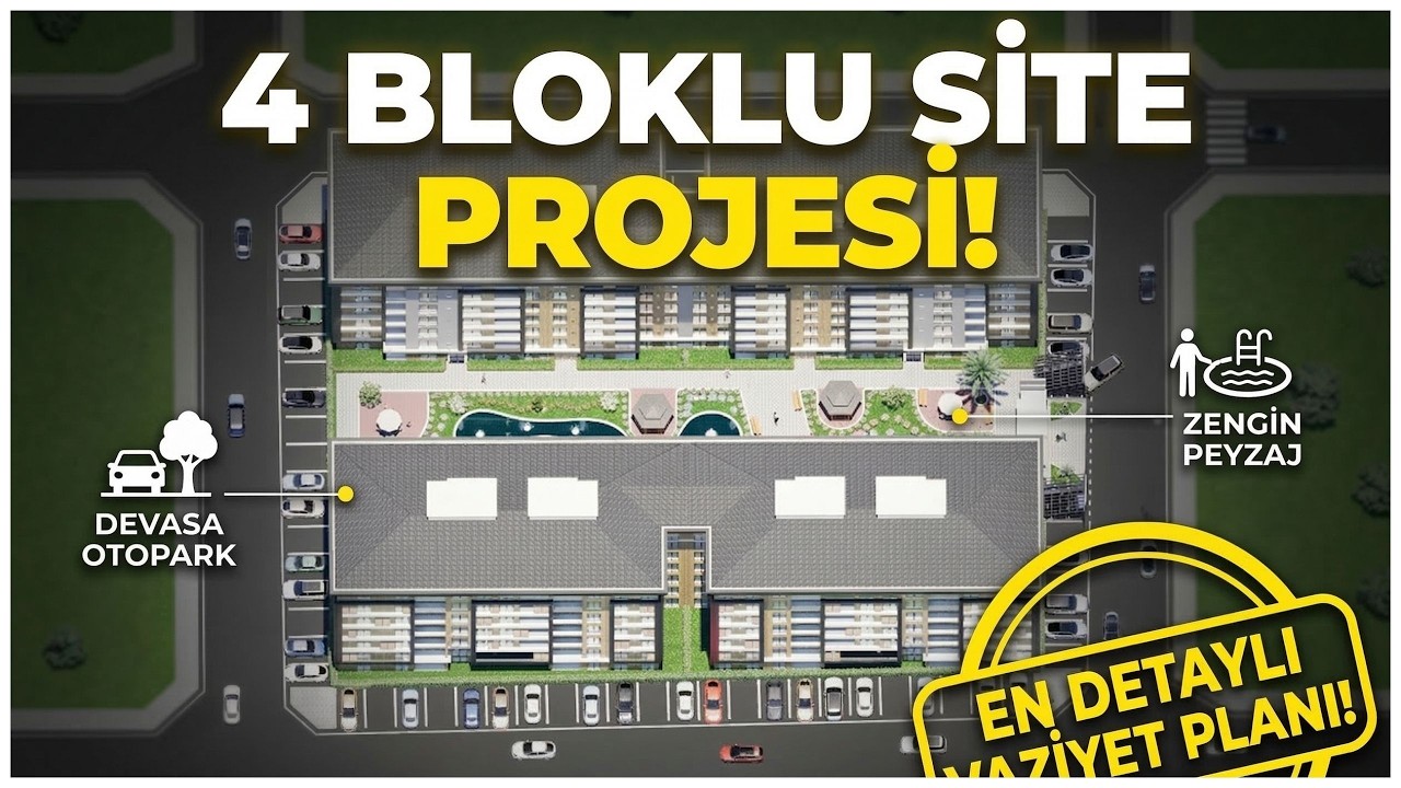 4 Bloklu Site Yerleşimi ve Vaziyet Planı Analizi