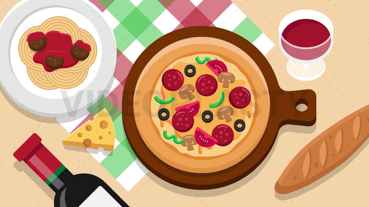 Italian Pizza Food Scene Stock Animation [MOV & GIF]