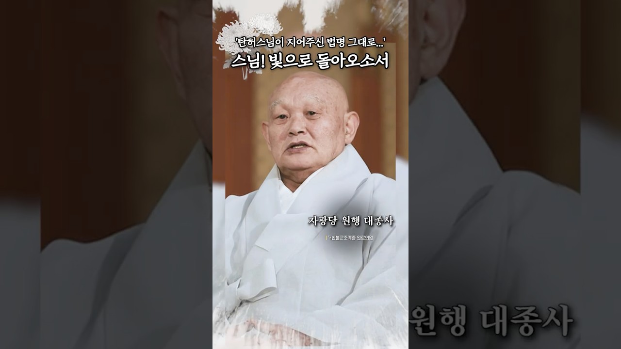 추모🙏' 탄허큰스님이 지어주신 법명 그대로...' 먼 길 떠나신 스님, 빛으로 돌아오소서! #원행스님 #탄허스님 #입적