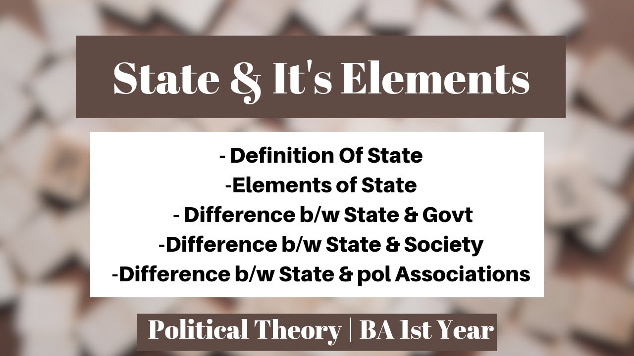 State & its elements | BA 1st Year | Political Theory | Difference b/w State & Govt, Society