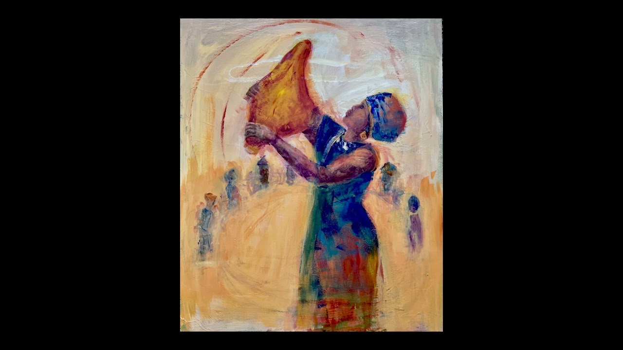 Amy Fenton's artwork, Call to Gather, for Manifesting Beloved Community Art Show Audio Tour