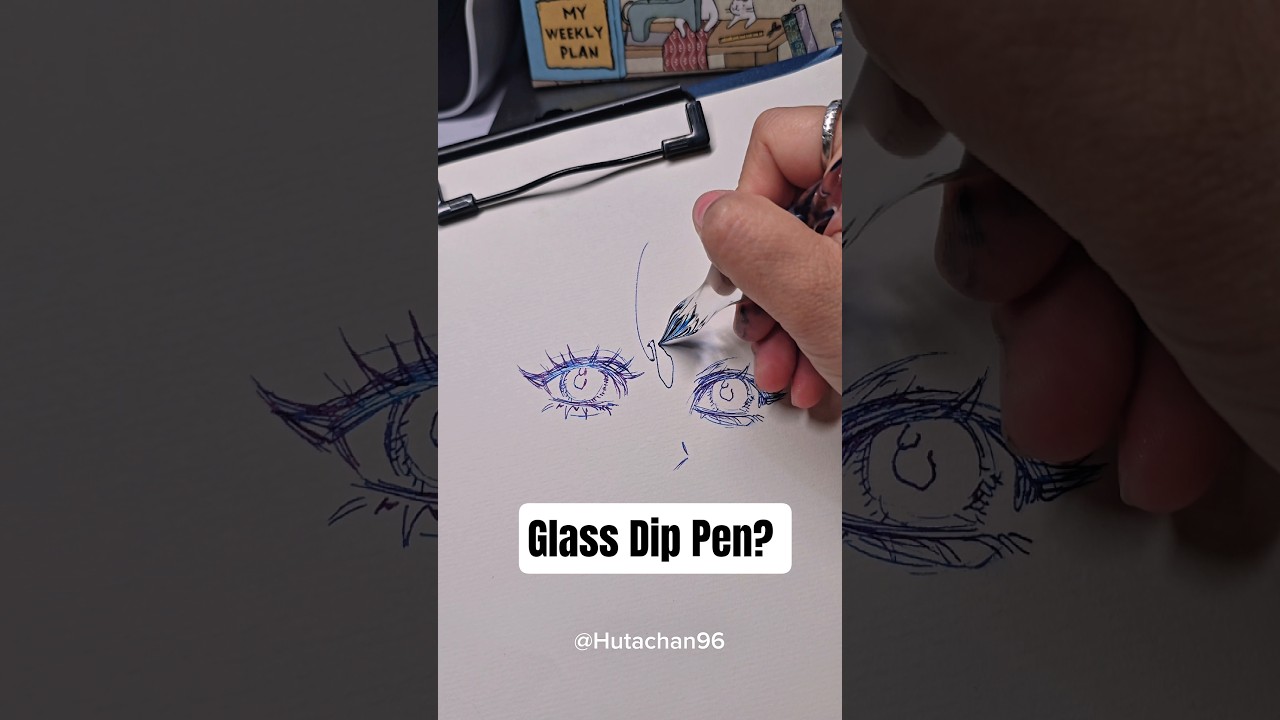 Рисование стеклянной перьевой ручкой | Богиня воды 💙 #hutachan