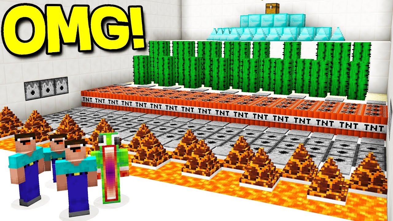 THE WORLD'S BIGGEST MINECRAFT DEATHRUN VS NOOBS!