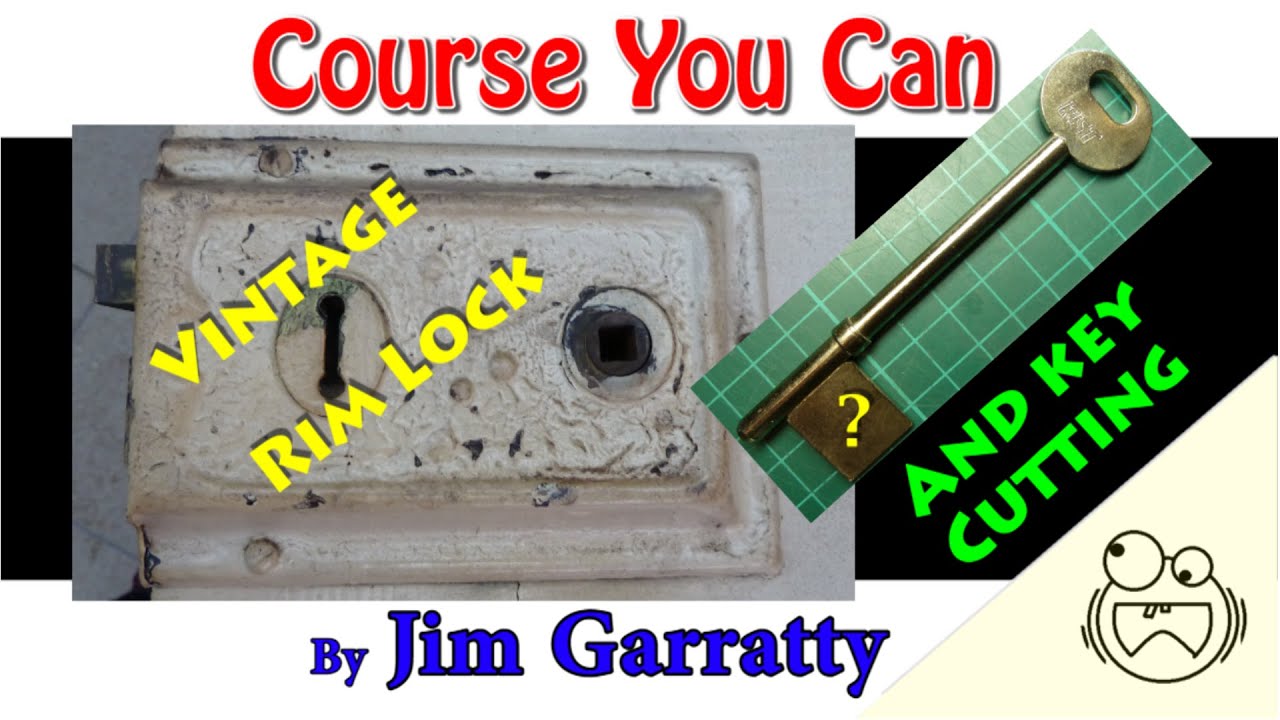 Vintage Rim Lock & Key. Rebuild 100 year old Rim Lock. Cut Key to fit the lock.