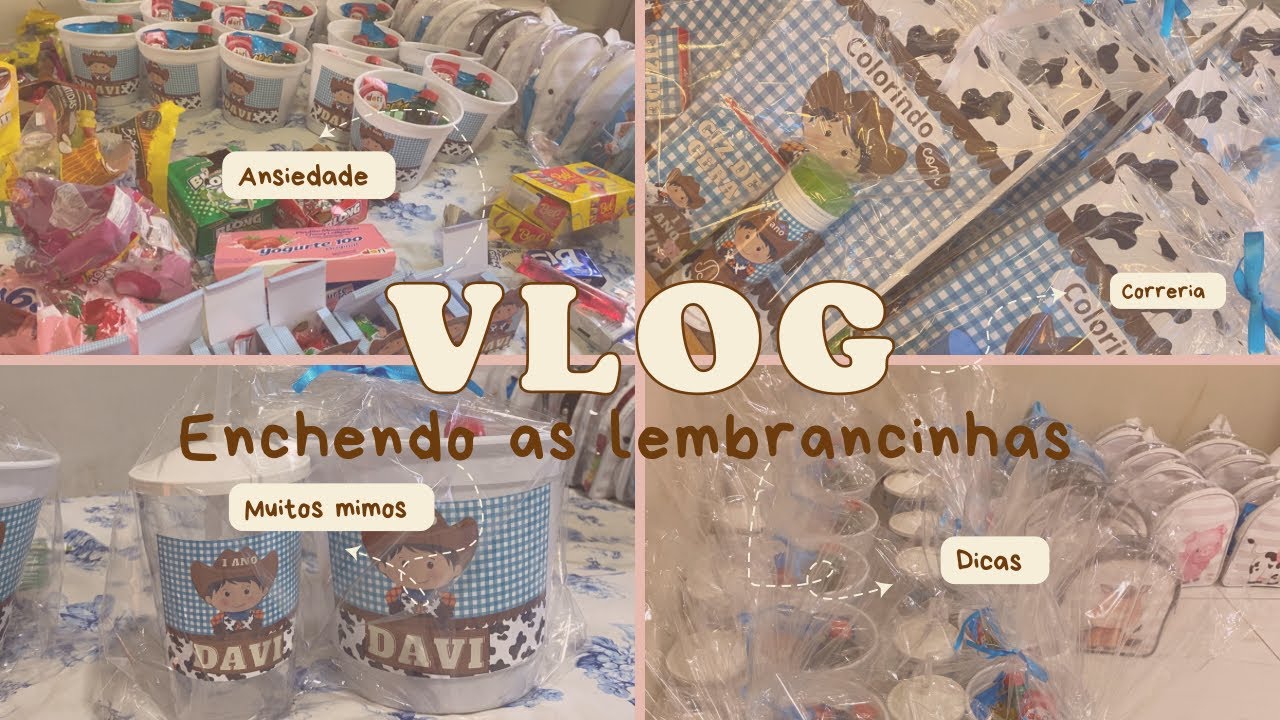 Enchendo as lembrancinhas do aniversário/ o que coloquei dentro/ muitos mimos /muitas guloseimas