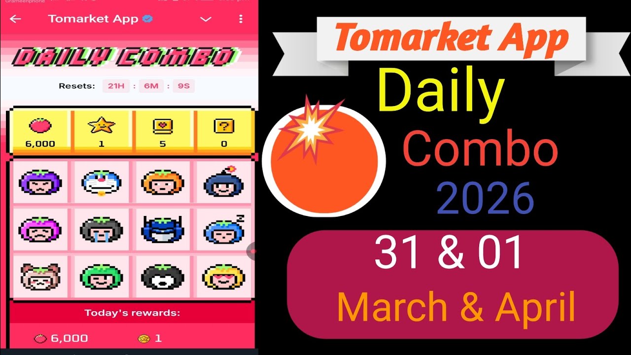 TOMARKET New Update Today | 31 & 01 March & April  Tomarket Combo Today | New Update To Market |