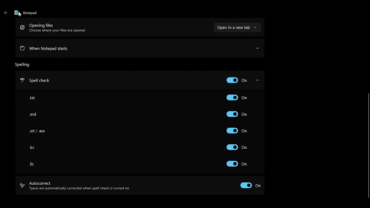 testing the windows notepad's new auto correction and spell check feature