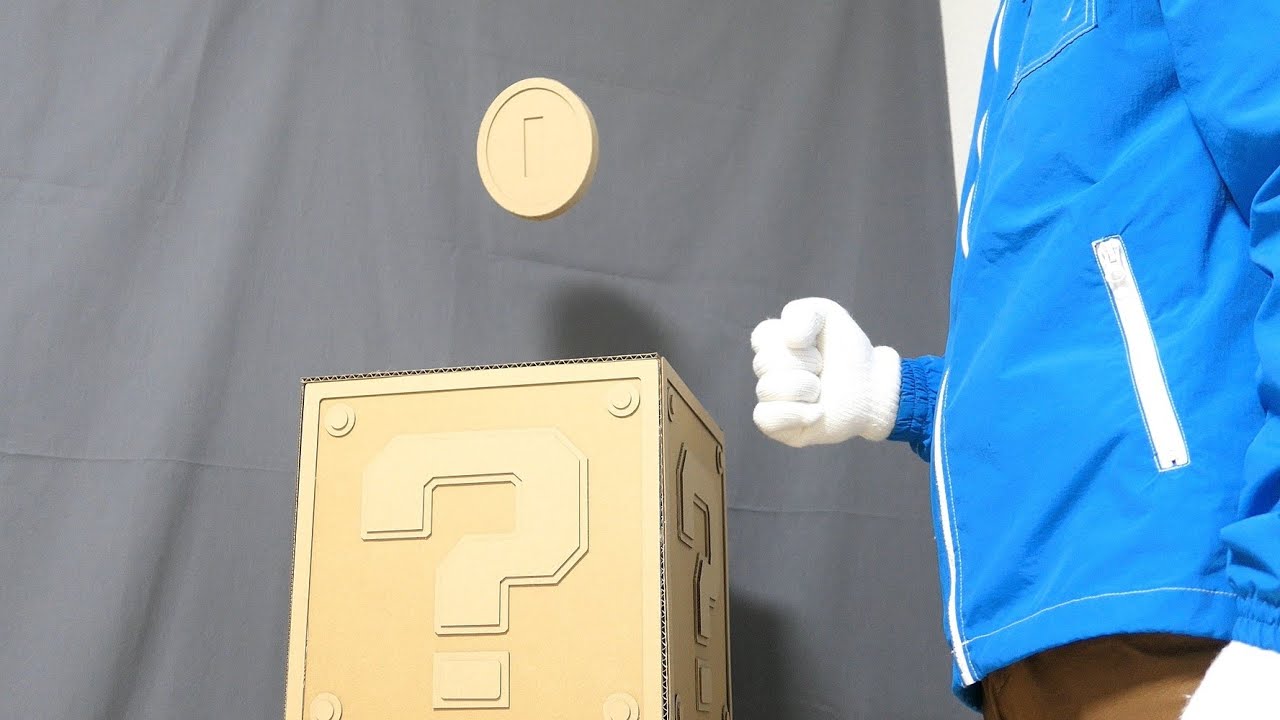 SUPER MARIO/スーパーマリオのハテナブロックを作る/ダンボール工作/MARIO's block Cardboard DIY