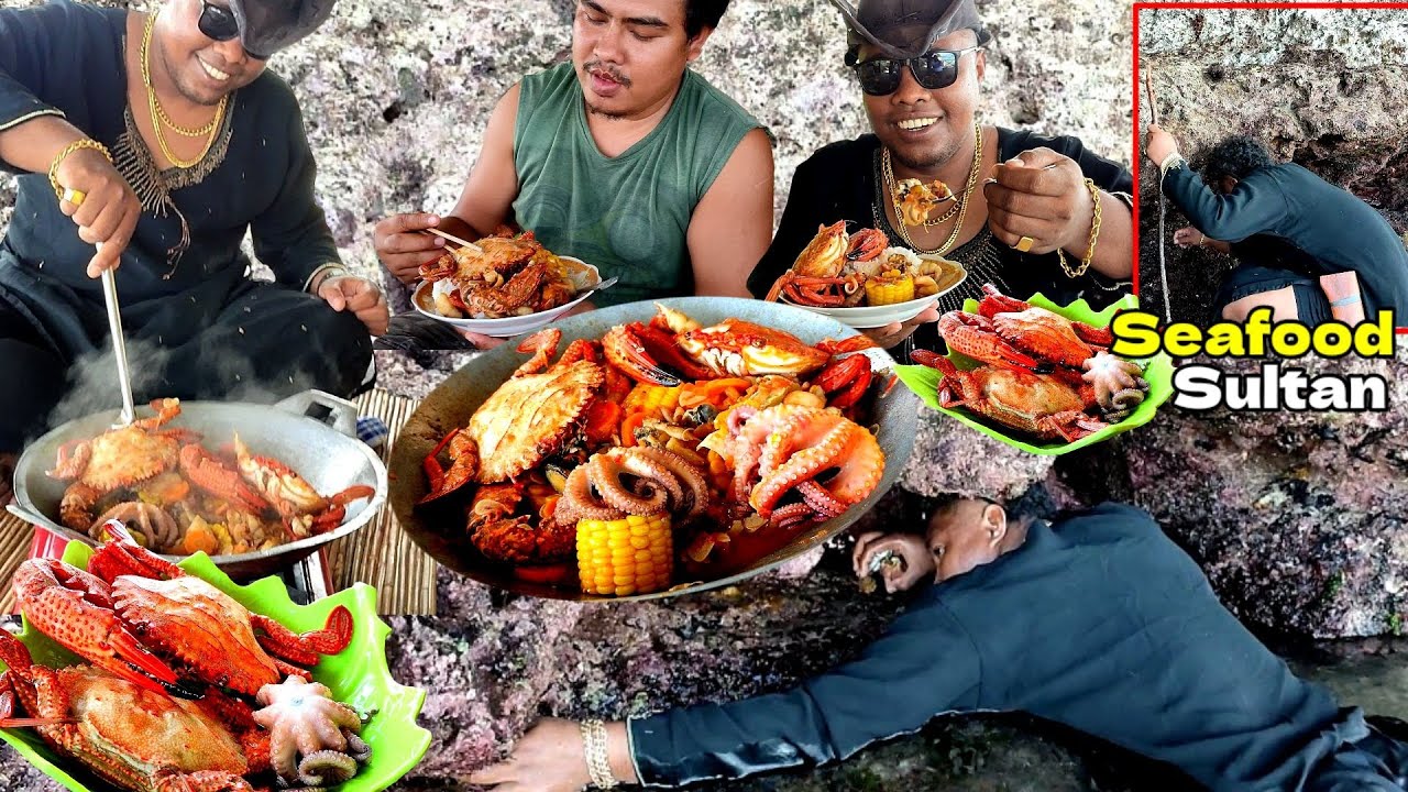 berburu seafood sultan KEPITING, GURITA, ABLONE, KERANG MUTIARA || BULE ini rela susah payah