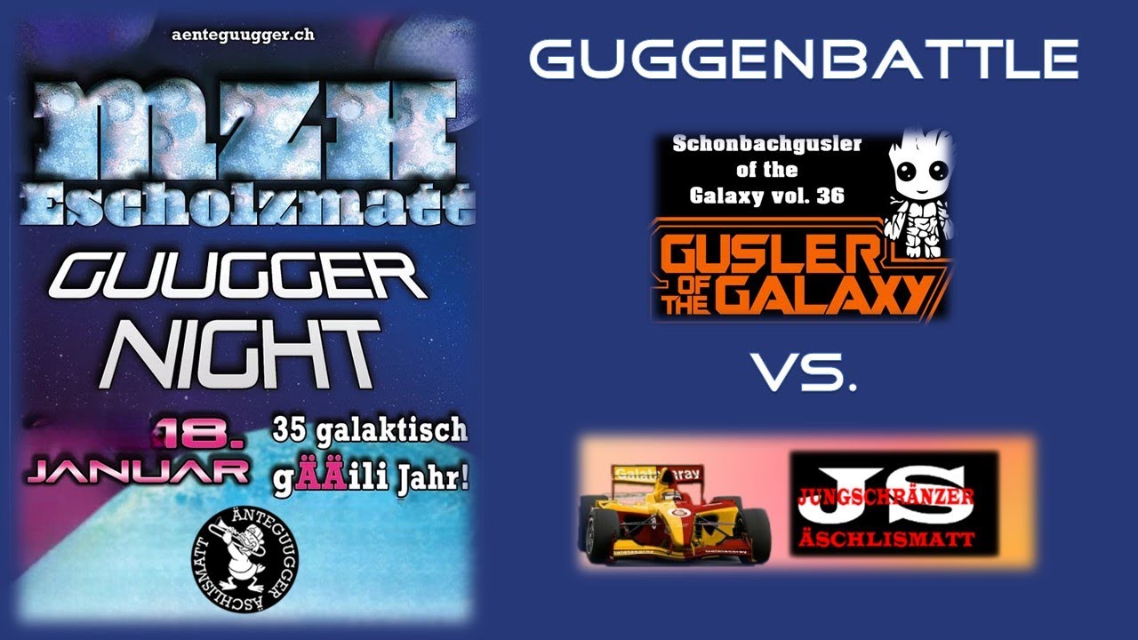 Escholzmatt Fasnacht 2025 Battle Jungschränzer vs. Schonbachgusler Guggertreffen der Änteguugger