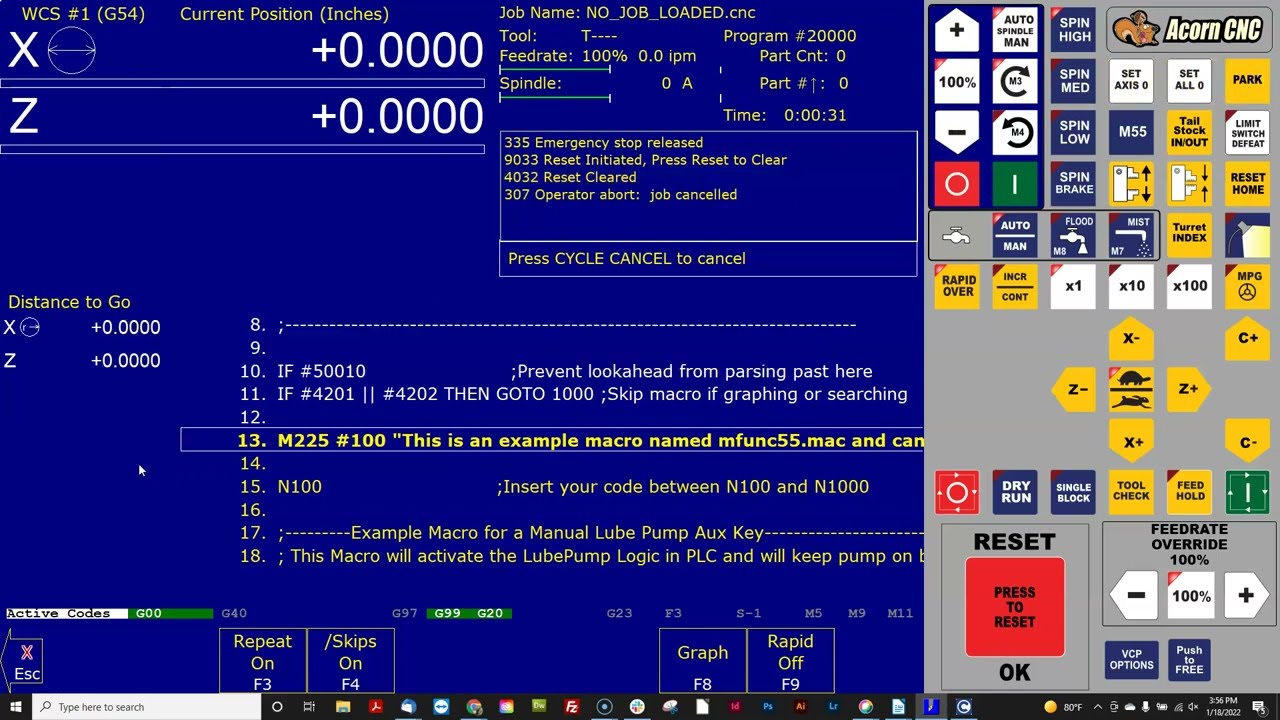 Quick way to identify the Macro the Centroid Acorn CNC12 VCP Button is using.