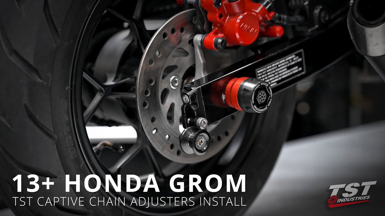 How to install TST Spooled Captive Chain Adjusters on a 2013+ Honda Grom by TST Industries