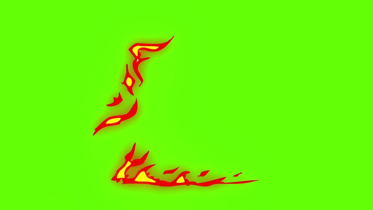 2D FX Cartoon Fire Slash Animation Green Screen
