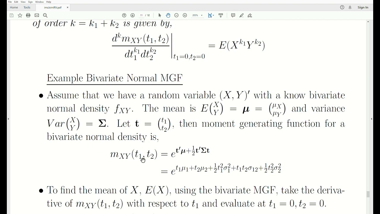 ims40 - Bivariate Moment Generating Function
