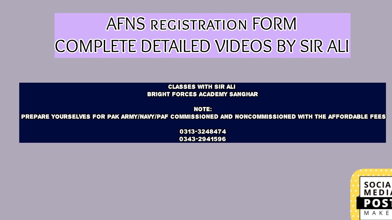 AFNS registration form complete detailed videos