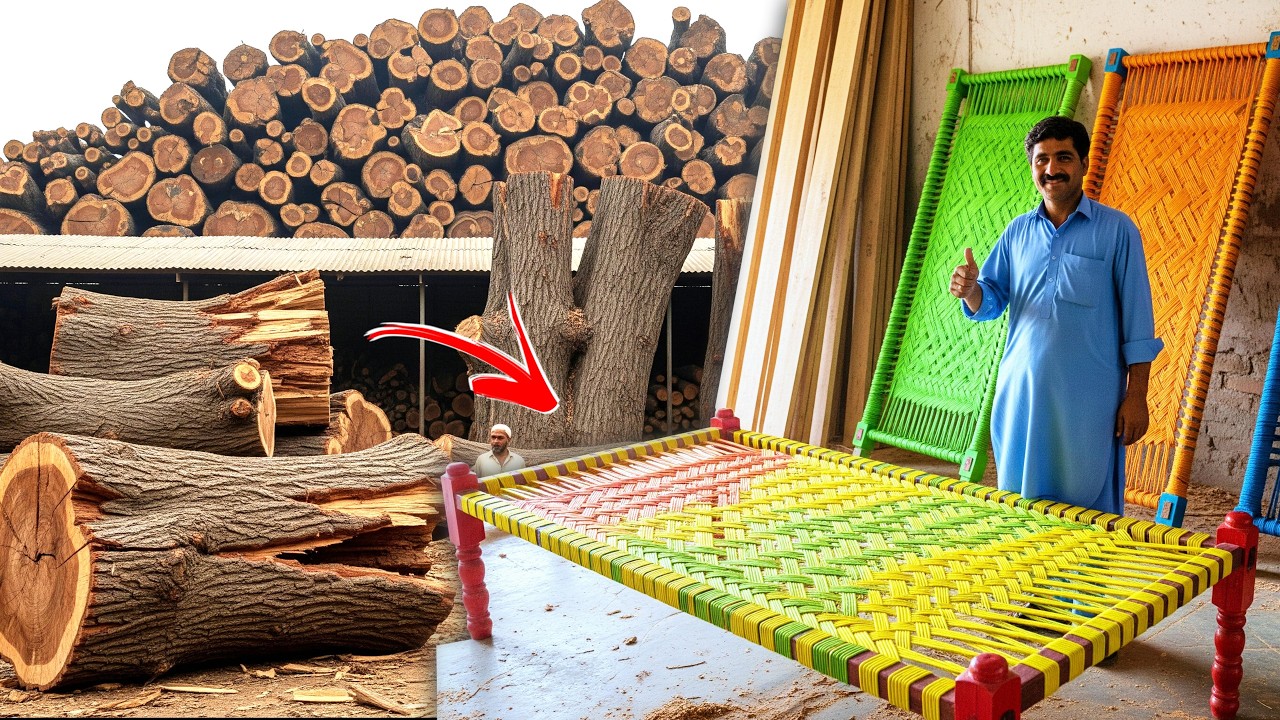 Amazing Traditional Woodwork! The Making of Colourful Wooden Beds (Charpai) Step by Step