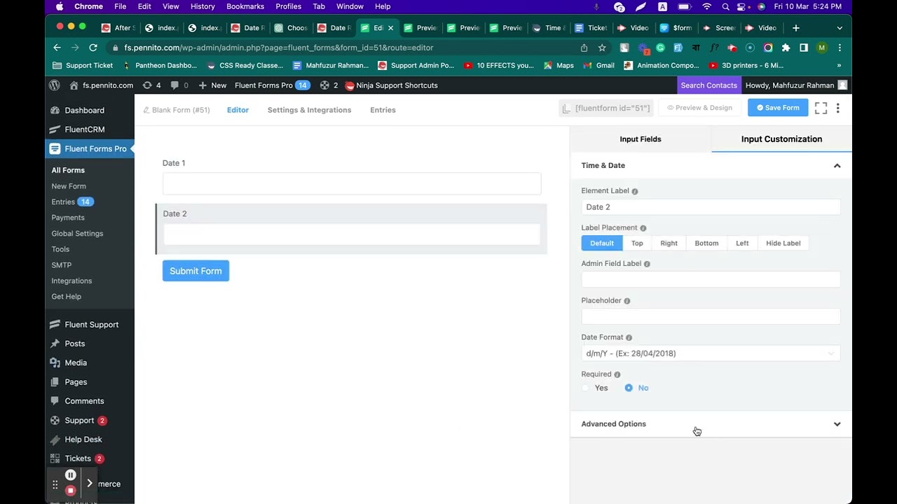 Show the second date based on the first selected date || flatPickr || Fluent Form