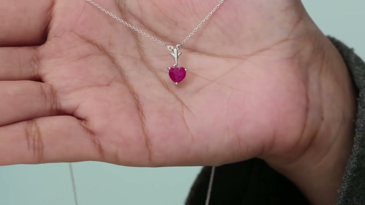 1 CT Solitaire Heart Cut Ruby Pendant Necklace for Women