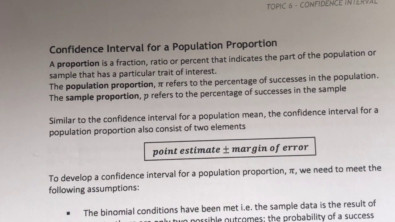 21. Confidence Interval for Population Proportion
