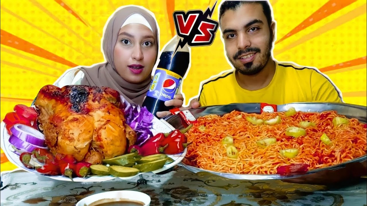 تحدي الأكل أكبر صنية اندومي كوري الاكثر حراره 🥵 مع دجاجه بوزن 2ك🆚قناه