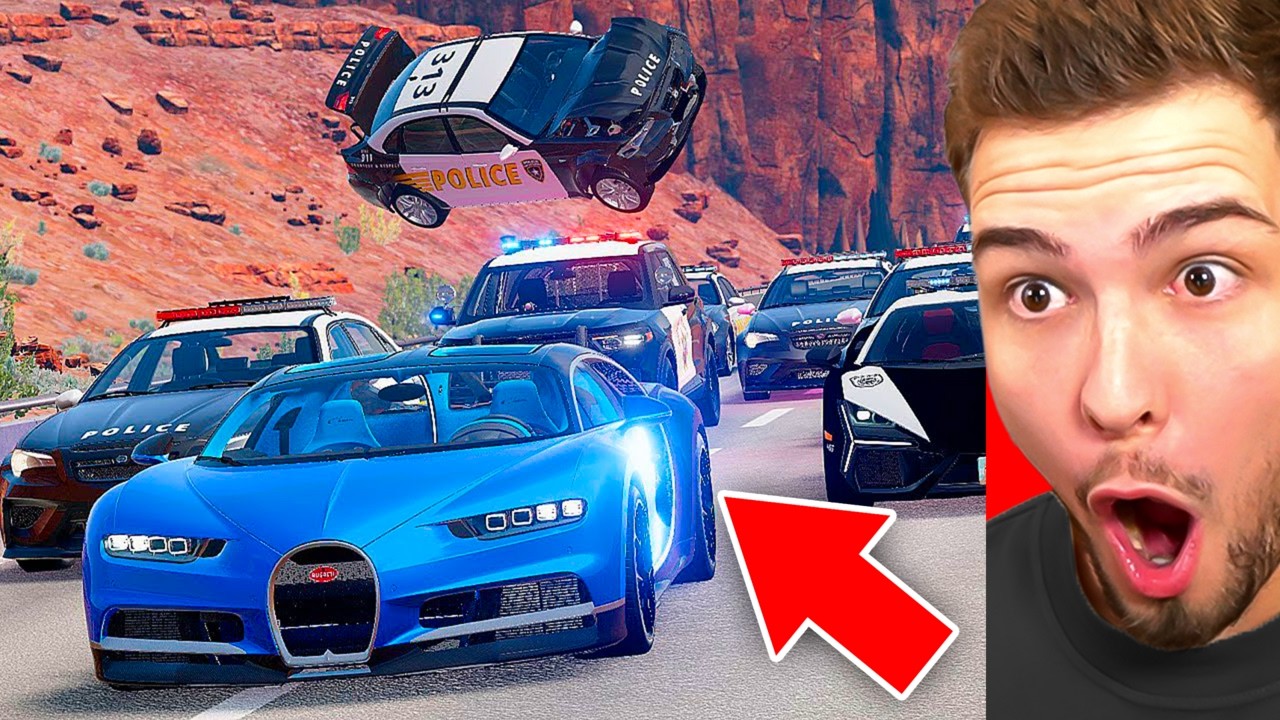 100 POLIZEIAUTOS VERFOLGEN MEIN SUPERCAR! (BeamNG)