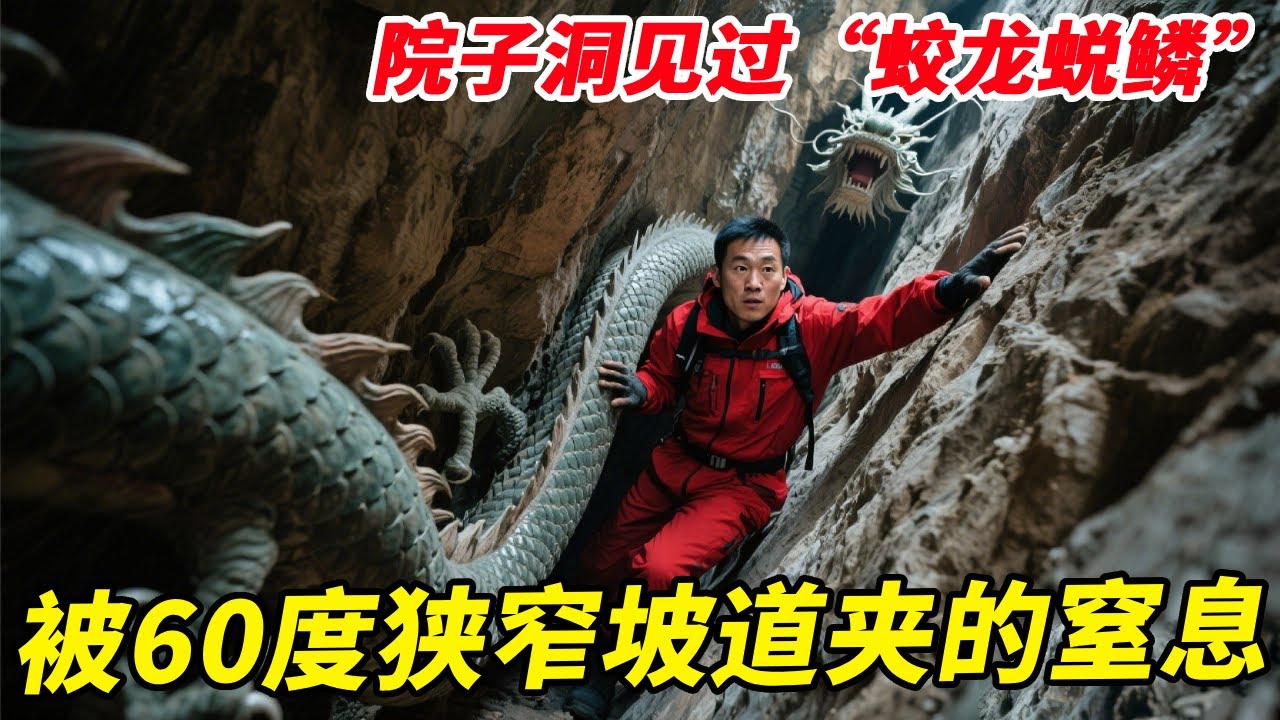 老人相传在院子洞见过&ldquo;蛟龙蜕鳞&rdquo;，进入一探究竟，差点被60度狭窄坡道夹的窒息【户外小北哥】
