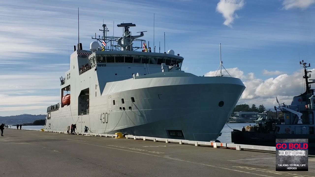 HMCS Harry DeWolf - Canada's first Arctic Offshore Patrol Vessel arrives in Victoria the first time
