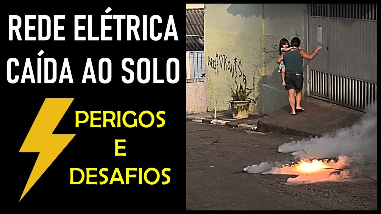 Cabo energizado da rede elétrica caído no solo (perigos e desafio)