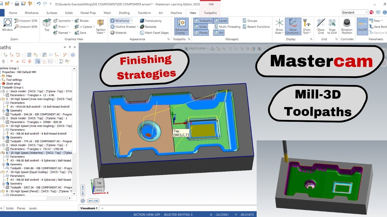 Mastercam Mill-3D Finishing Toolpaths Explained | Complete Guide